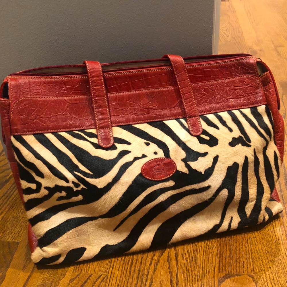 Italian made Terrida Leather Zebra computer bag